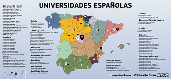 mapa de universidades españolas